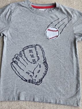 Gymboree Gray Tee with Baseball and Glove Graphic